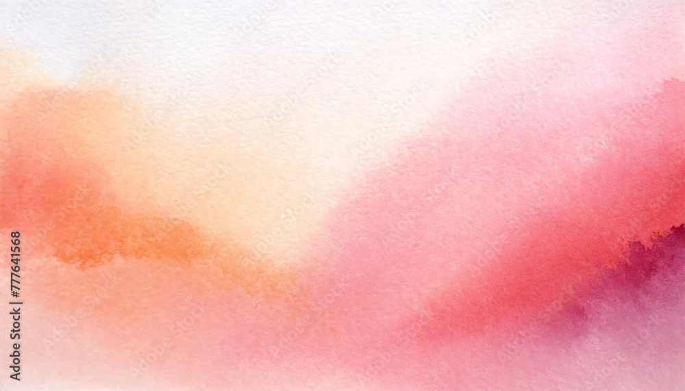Abstract delicate pink, peach and blush watercolor splash background.