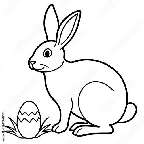 Easter Rabbit on the Lawn Vector Illustration for Festive Designs