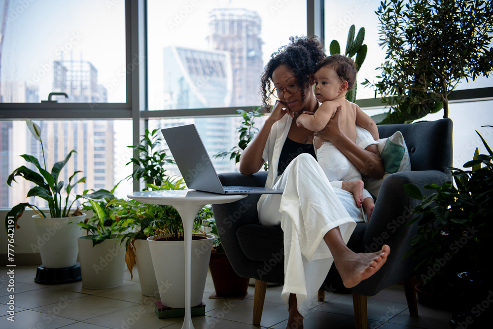 Young mom working from home Young mom working from home