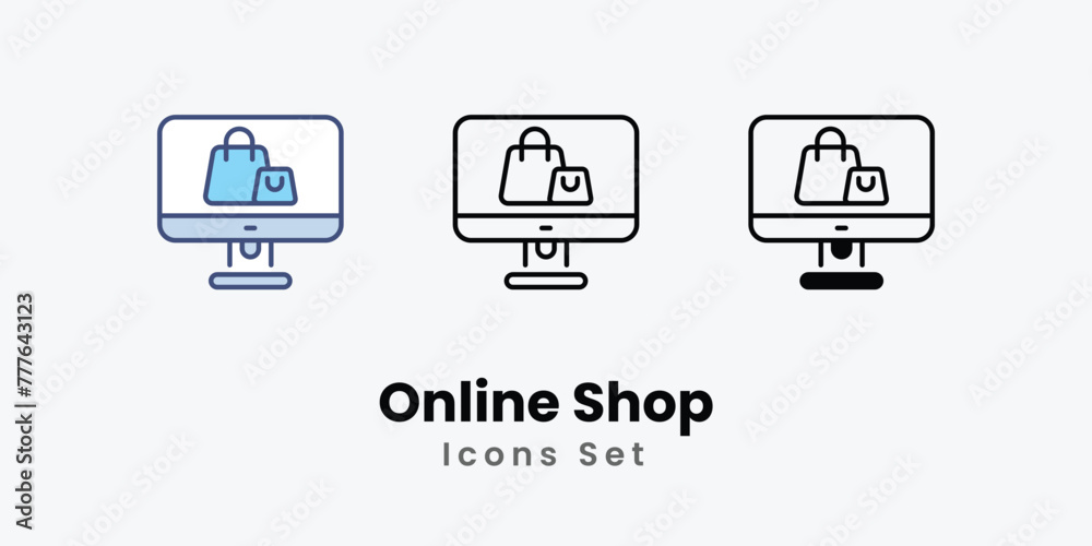 Online Shop Icons set thin line and glyph vector icon illustration Online Shop Icons set thin line and glyph vector icon illustration