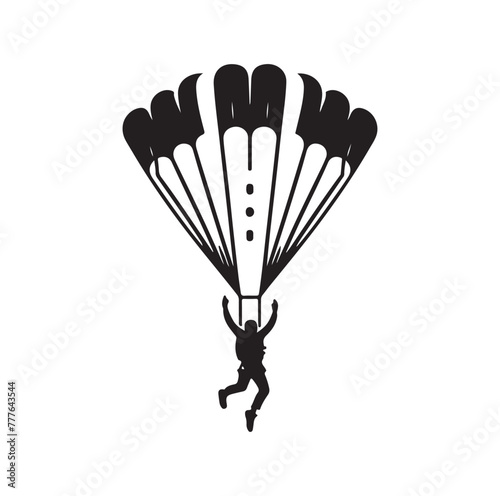 Skydiver silhouette parachuting vector illustration