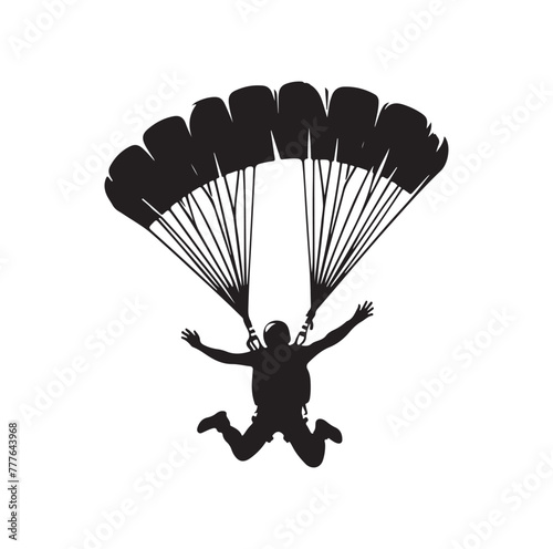 Skydiver silhouette parachuting vector illustration