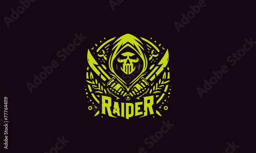 Vector raider skull vector logo unique and striking skull design for brand identity premium photo