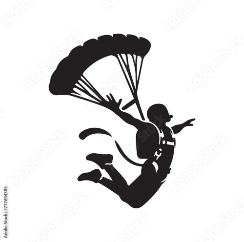 Skydiver silhouette parachuting vector illustration