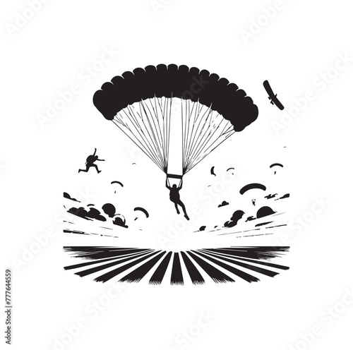 Skydiver silhouette parachuting vector illustration