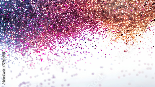 celebration background for banner  multi-colored sparkles close-up on a white background with copy space