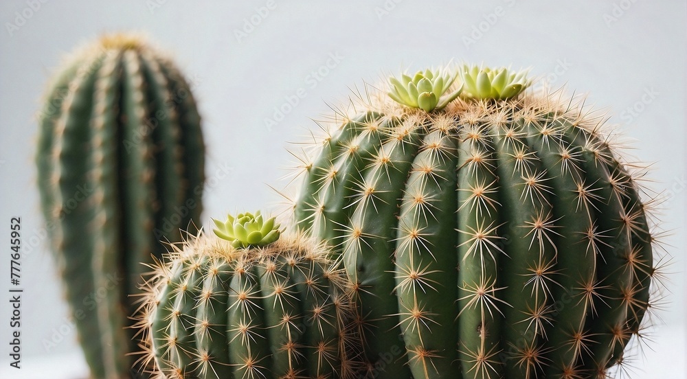 Cactus sobre una maceta en un fondo blanco Cactus sobre una maceta en un fondo blanco