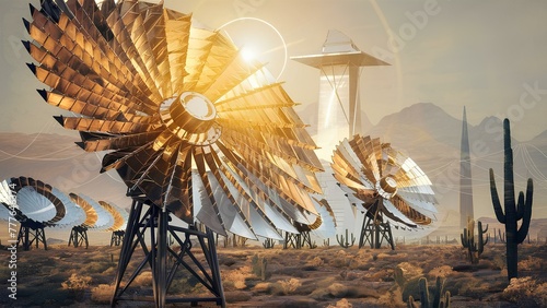 A detailed drawing of a concentrated solar power plant photo