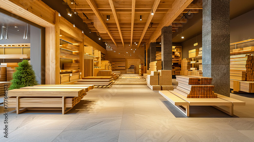 Showroom of an exclusive seller of construction timber. photo