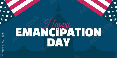 Happy emancipation day Washington DC. Modern vector background with text.