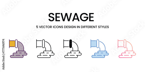 Sewage  Icons different style vector stock illustration