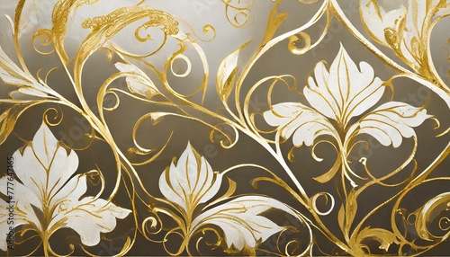 goldenand white floral background photo