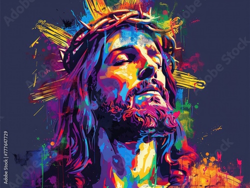 Illustration of Jesus, colorful, cristianism photo