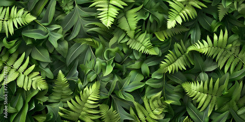 Tropical green leaves background, nature wallpaper - Ai Generated