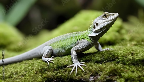 A-Lizard-In-A-Contemplative-Pose-On-A-Mossy-Surfac-