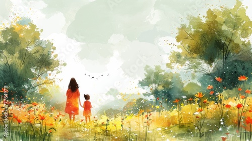 Featuring mothers and children, this background is cute.