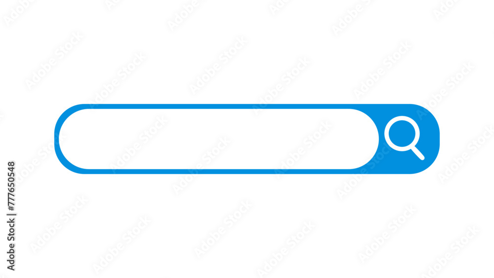 Empty blue search bar with magnifying glass icon, isolated on white or transparent background, vector illustration Empty blue search bar with magnifying glass icon, isolated on white or transparent background, vector illustration
