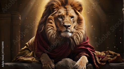 A thorny crown on a lion. The Lion, Jesus photo