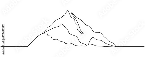 One continuous line drawing of mountain landscape isolated on transparent background.. Abstract landscape linear style Mount Fuji Japan landmark. Editable stroke. Vector illustration.