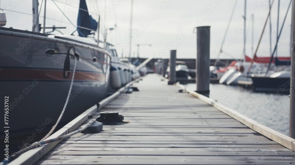 Fototapeta premium Boat Docked Among Other Boats at Dock