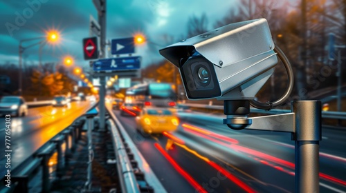 Radar speed control camera on the road