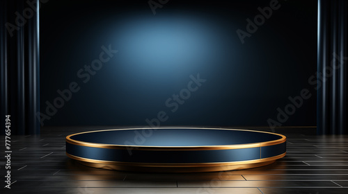 Luxury Product Showcase with Dark Blue and Golden Color.