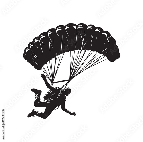 Skydiver silhouette parachuting vector illustration