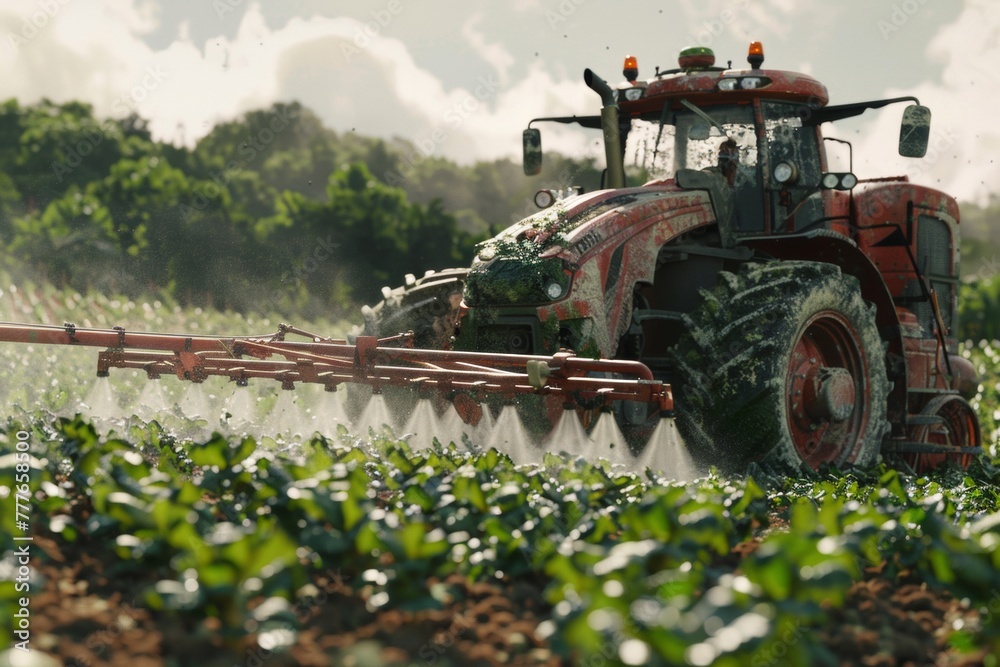 Fototapeta premium tractor working in the field
