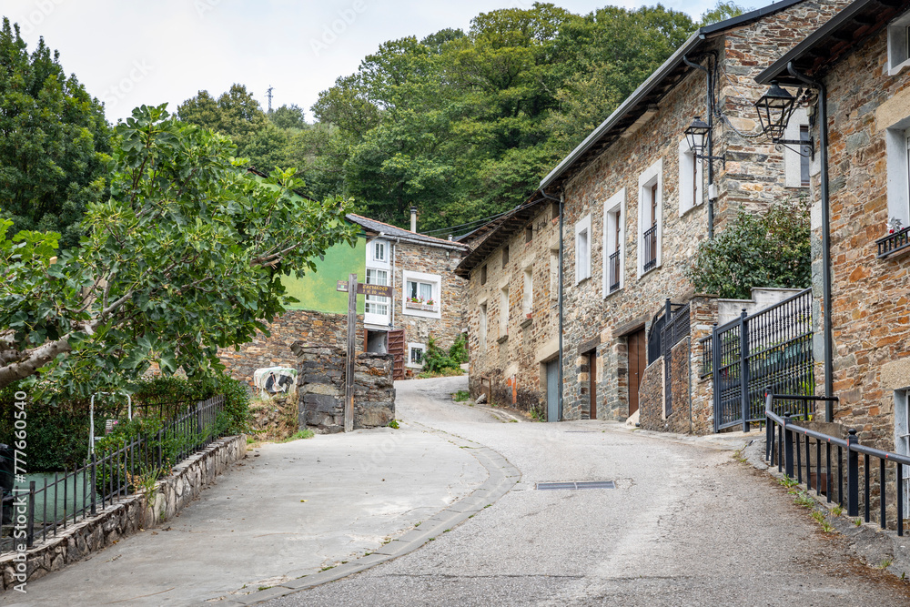 a street in Balboa village, comarca of Valcarce, El Bierzo, province of Leon, Castile and Leon, Spain