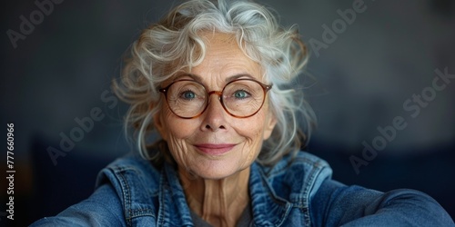 A portrait of an attractive and wise senior grandmother, exuding positivity and happiness.