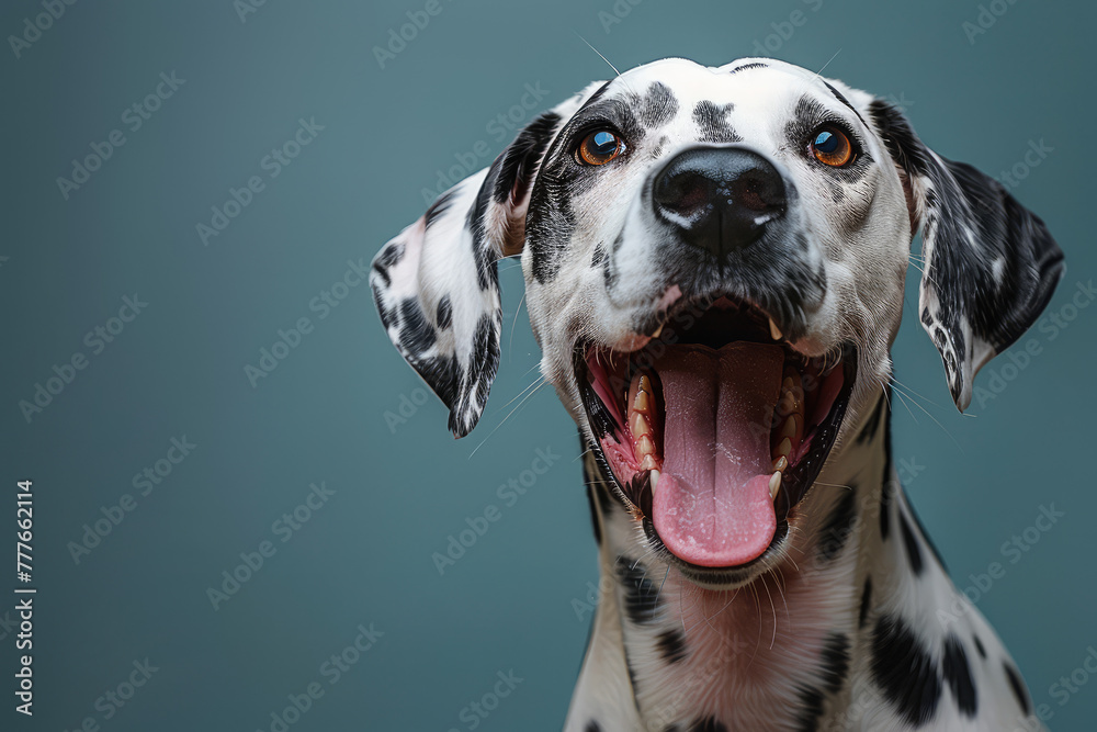 Portrait of happy dalmatian dog. Created with Ai