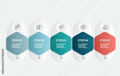 hexagon infographics timeline business workflow data steps report template background