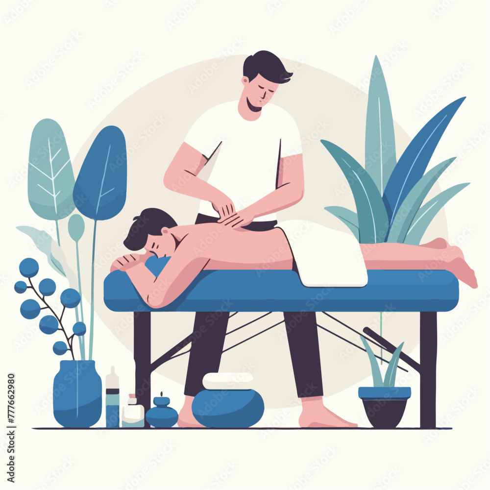 Vector of people doing SPA with flat design style