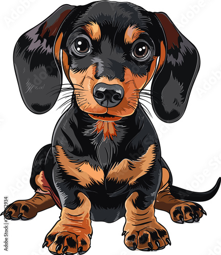 Dachshund Dog adorable art vector illustration photo