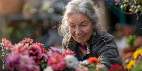 Older Woman Wearing Hat in Garden © yganko