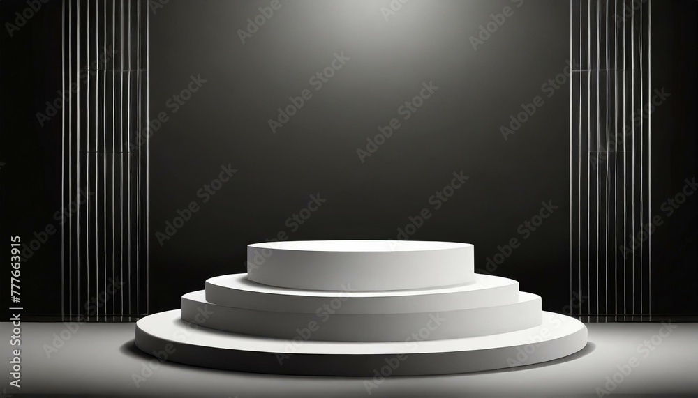 Sophisticated White Showcase Podium Against Dark Background Sophisticated White Showcase Podium Against Dark Background