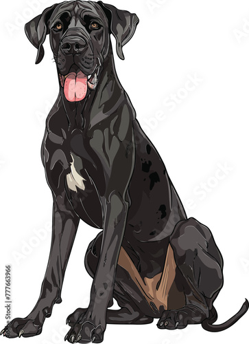 Great Dane adorable art vector illustration