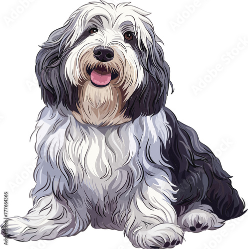  Old English Sheep Dog adorable art vector illustration