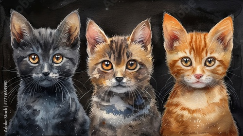 Cartoon cute cats in a set