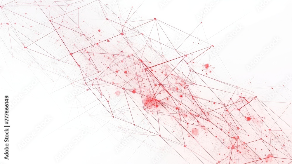 Explore an abstract red and white virtual network, a versatile design element perfect for technology backgrounds. Enhance connectivity with this backdrop illustration against a pristine white backgrou