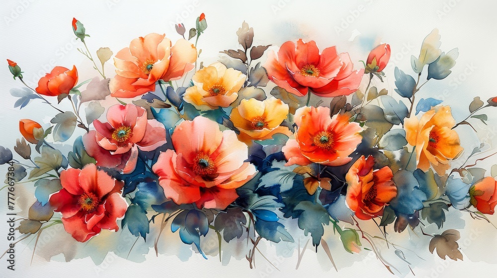 Beautiful watercolor card with beautiful flowers