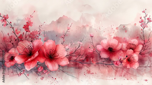 A floral background with a watercolor painting...
