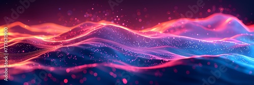A colorful  abstract image of a wave with a pink and blue gradient