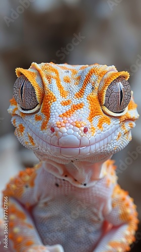 Adorable Fattailed Gecko Lizard in Natural Habitat Generative AI photo