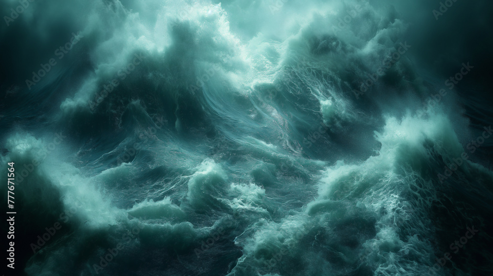 violent waves in north sea,Crazy storm,Thunder, dark, background