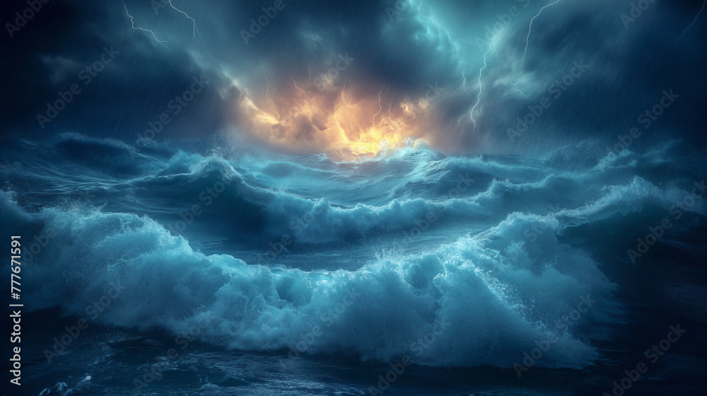 violent waves in north sea,Crazy storm,Thunder, dark, background violent waves in north sea,Crazy storm,Thunder, dark, background