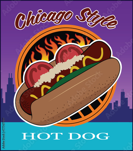 A Chicago style hot dog.