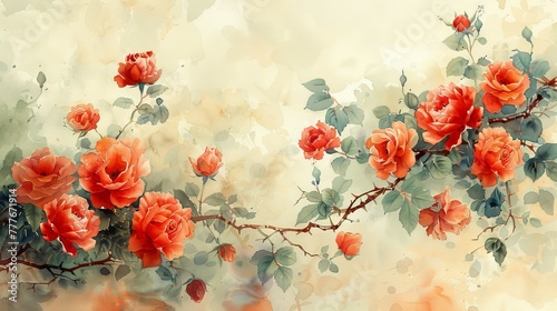 Rose bouquet watercolor painting.