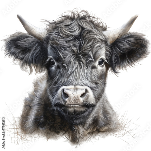 portrait of a cow on transparent background, PNG file