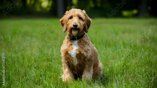 Labradoodle shopping online for pet supplie. Concept Labradoodle Essentials, Online Shopping, Pet Supplies, Pampered Pets, Shopping for Pets © Ян Заболотний